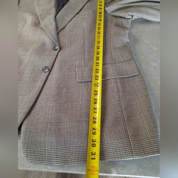 Vintage Tommy Hilfiger Mens Blazer Jacket Brown Plaid Virgin Wool 44R - Picture 13 of 16